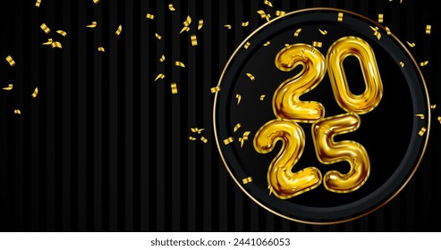 Golden 2025 balloon template design