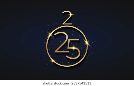 Golden 2025 New Year logo. Holiday greeting card. Vector illustration. Holiday design for flyer, greeting card, invitation, calendar, etc. Vector illustration. Greeting Card, Banner, Poster. 