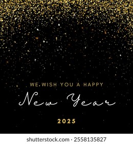 Golden 2025 New Year's greeting card design.