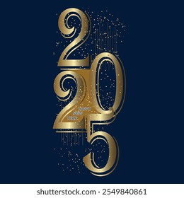 golden 2025 typography with sparkling effect on a dark background, creating a luxurious and festive look for new year designs and cards