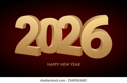 Golden 2026 text on a burgundy background, modern New Year celebration-themed design