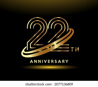 Golden 22 year anniversary celebration logo design inspiration