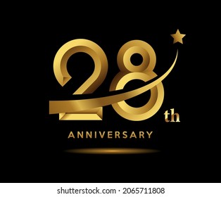 Golden 28 Year Anniversary Celebration Logo Stock Vector (Royalty Free ...