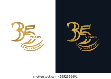 Golden 35th Anniversary Celebration Logo Design