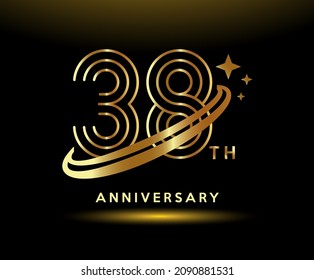 Golden 38 year anniversary celebration logo design inspiration