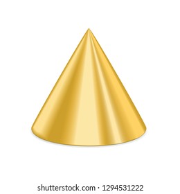Golden 3d cone isolated on a white background