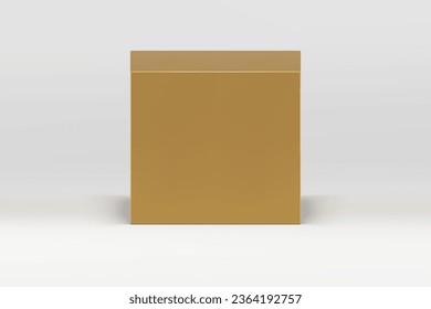 Cubo dorado 3d peatón de podio de lujo para presentación comercial de producto premium muestra ilustración vectorial. Pantalla cuadrada realista elegante fondo geométrico de pared para la promoción de venta de compras