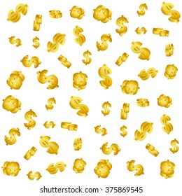 Golden 3D currency pattern. Vector illustration