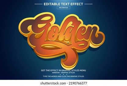 Golden 3D editable text effect template