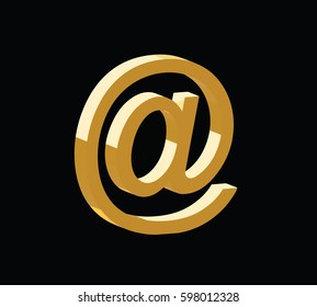 golden 3d email symbol vector on black background