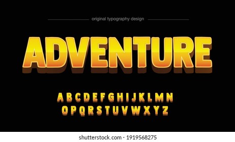 Golden 3D Gaming Logo Cartoon Typography Text Effect