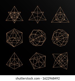 Golden 3d Geometric Symbol Vector