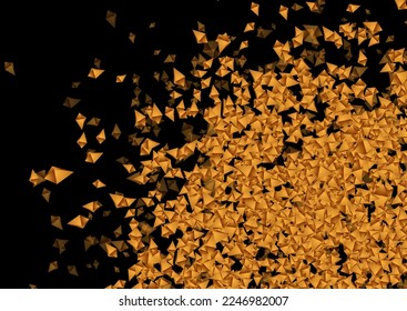 Golden 3d pyramids abstract tech geometric background. Vector graphic design