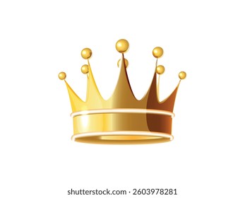 Golden 3D Realistic Crown Vector. Golden 3D Realistic Crown Vector | Shiny Royal Crown Illustration  