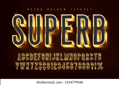 Golden 3d Shining Font, Gold Letters And Numbers. Swatch Color Control