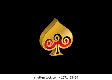 Golden 3d spade
