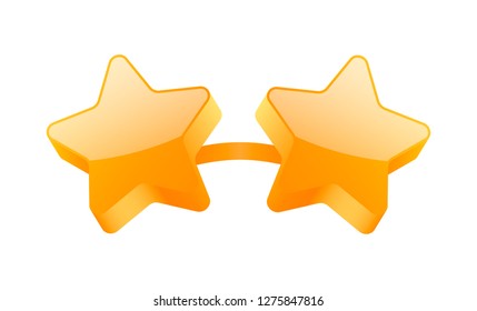 Golden 3d star glasses . Party crazy summer glasses