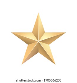 Golden 3d Star With Golden 3d Star With Highlights. Icon For Holiday Design Element. Vector Illustration.