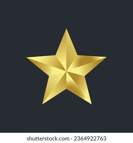 Golden 3d star with Golden 3d star with highlights, Icon for holiday design element, Vector illustration