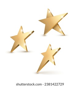 Golden 3d star with Golden 3d star with highlights. Icon for holiday design element. Vector illustration.