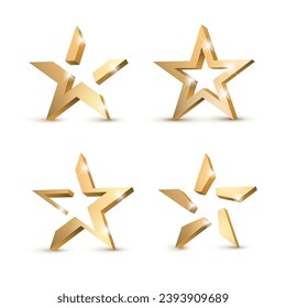 Estrella dorada 3d con estrella Golden 3d con aspectos destacados. Icono para el elemento de diseño de vacaciones. Ilustración vectorial.