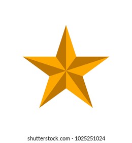 Golden 3D star isolated on white background. Vector illustration