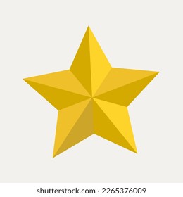 golden 3d star isolated on white background. Vector illustration Flat web design element for website or app.