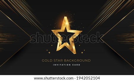 Golden 3d star on black modern background. Luxury award banner with stars. Vector illustration