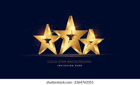 Golden 3d star on dark modern background. Luxury award banner with stars. Vector illustration