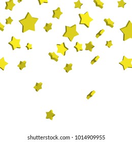 Golden 3d stars falling from above. Vector illustration of gold glitter in a shape of stars.