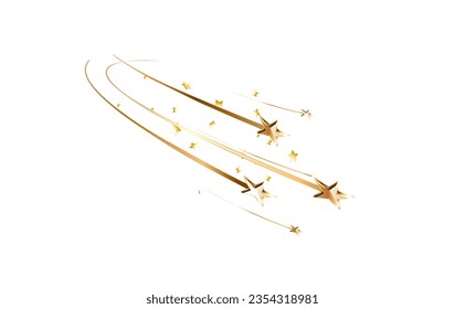 Golden 3d stars on white background. Luxury banner with stars falling. Vector illustration