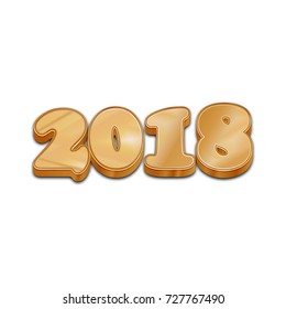 Golden 3d style 2018 new year symbol. Vector illustration.