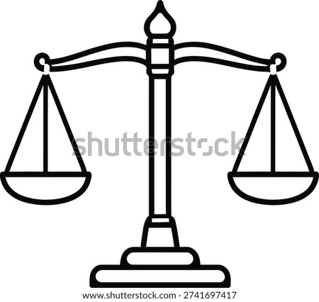 A golden 3d vector of the brass scales of justice symbolizes legal equality and the weight of law through a balanced measurement of judgment in court