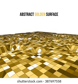 Golden 3d vector mosaic wireframe texture mapping.