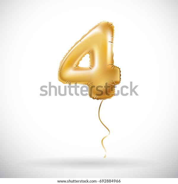 Golden 4 number four metallic\
balloon. Party decoration golden balloons. Anniversary sign for\
happy holiday, celebration, birthday, carnival, new year.\
art