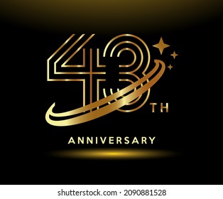 Golden 43 year anniversary celebration logo design inspiration