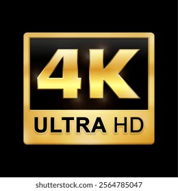 Golden 4K Ultra HD symbol, High definition 4K resolution mark, UHD - 2160p