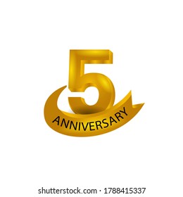 Golden 5 anniversary emblem design vector for celebration company and business