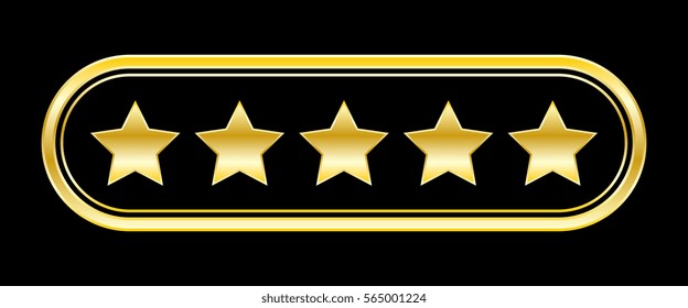 golden 5 star icon. five stars gold symbol