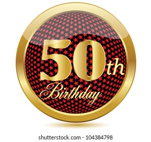 Golden 50 Th Birthday Button.Vector