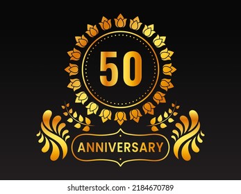 Golden 50th Anniversary Emblem Logo On Stock Vector (Royalty Free ...