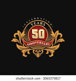 Golden 50th anniversary logo vector