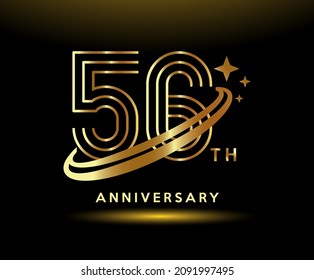 Golden 56 year anniversary celebration logo design inspiration