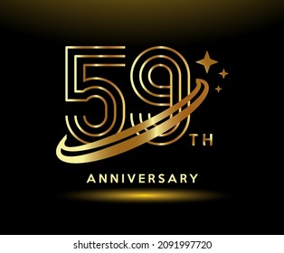 Golden 59 year anniversary celebration logo design inspiration