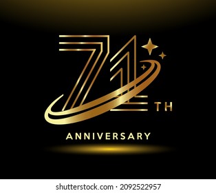 Golden 71 year anniversary celebration logo design inspiration