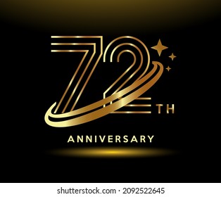 Golden 72 year anniversary celebration logo design inspiration