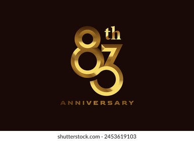 Golden 83 year anniversary celebration logo, Number 83 forming infinity icon, can be used for birthday and business logo templates, vector illustration svg
