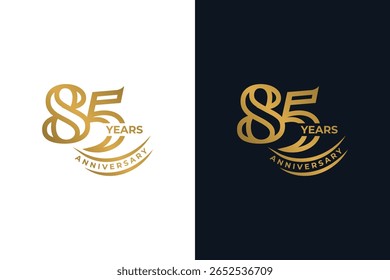 Golden 85th Anniversary Elegant Design Template