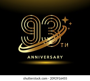 Golden 93 year anniversary celebration logo design inspiration