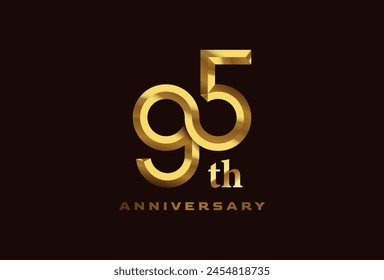 Golden 95 year anniversary celebration logo, Number 95 forming infinity icon, can be used for birthday and business logo templates, vector illustration svg